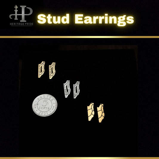 Mini Belize Map Stud Earring
